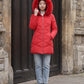 Fitted Mid-Length Parka with Faux Fur Hood
