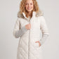 Mid-Length Quilted Parka with Knitted Sleeves