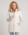 Mid-Length Quilted Parka with Knitted Sleeves