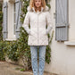 Mid-Length Quilted Parka with Knitted Sleeves