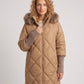 Mid-Length Quilted Parka with Knitted Sleeves