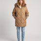 Mid-Length Quilted Parka with Knitted Sleeves