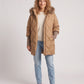 Mid-Length Quilted Parka with Knitted Sleeves