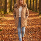 Mid-Length Quilted Parka with Knitted Sleeves