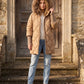 Mid-Length Quilted Parka with Knitted Sleeves