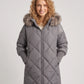 Mid-Length Quilted Parka with Knitted Sleeves