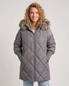 Mid-Length Quilted Parka with Knitted Sleeves