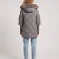 Mid-Length Quilted Parka with Knitted Sleeves