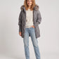 Mid-Length Quilted Parka with Knitted Sleeves