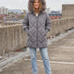 Mid-Length Quilted Parka with Knitted Sleeves