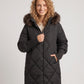 Mid-Length Quilted Parka with Knitted Sleeves