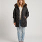 Mid-Length Quilted Parka with Knitted Sleeves
