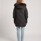 Mid-Length Quilted Parka with Knitted Sleeves