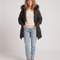 Mid-Length Quilted Parka with Knitted Sleeves