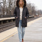 Mid-Length Quilted Parka with Knitted Sleeves