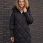 Mid-Length Quilted Parka with Knitted Sleeves