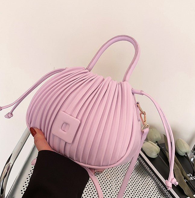 Crossbody Bag Faux Leather with Top Handle and Pleated Design