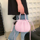 Crossbody Bag Faux Leather with Top Handle and Pleated Design