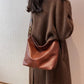 Crossbody Bag Faux Leather with Fabric Strap and Zip Pocket