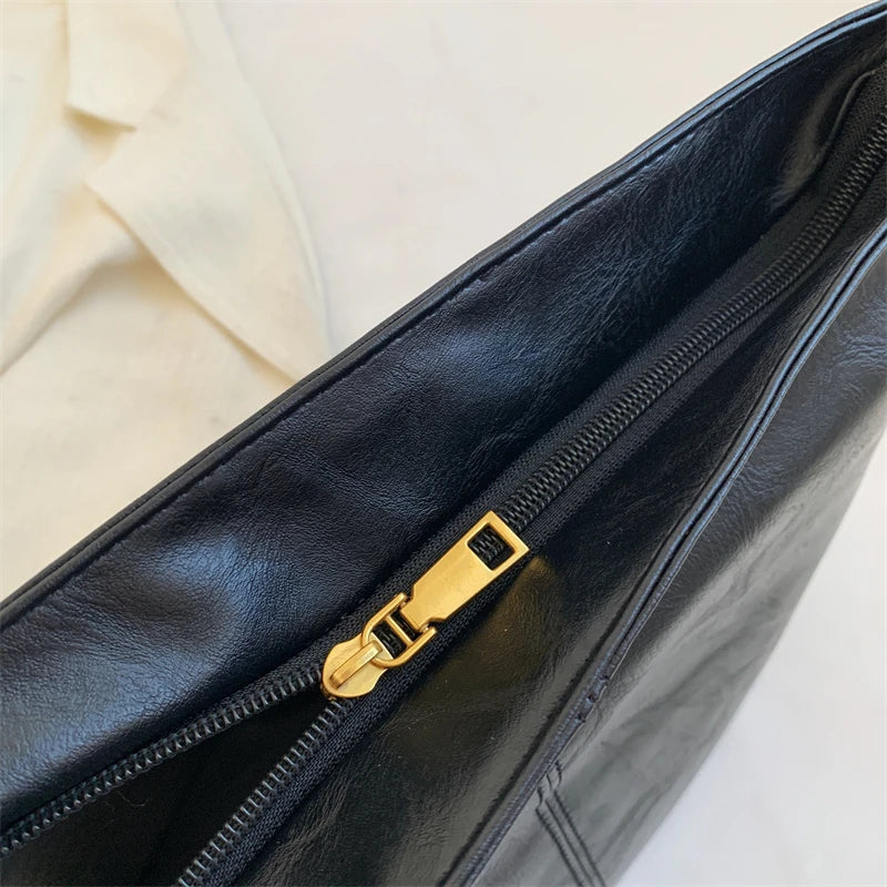 Crossbody Bag Faux Leather with Fabric Strap and Zip Pocket