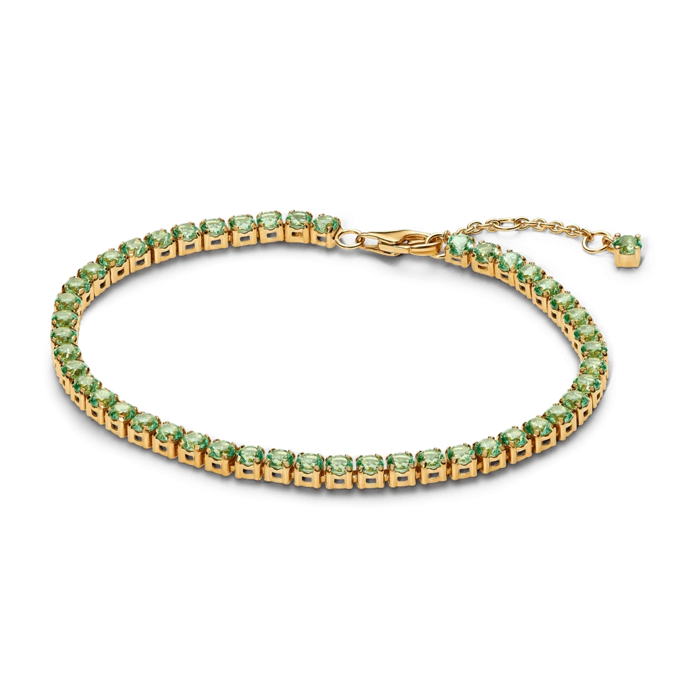 Pandora Timeless Sparkling Tennis Bracelet - Gold Plated Green