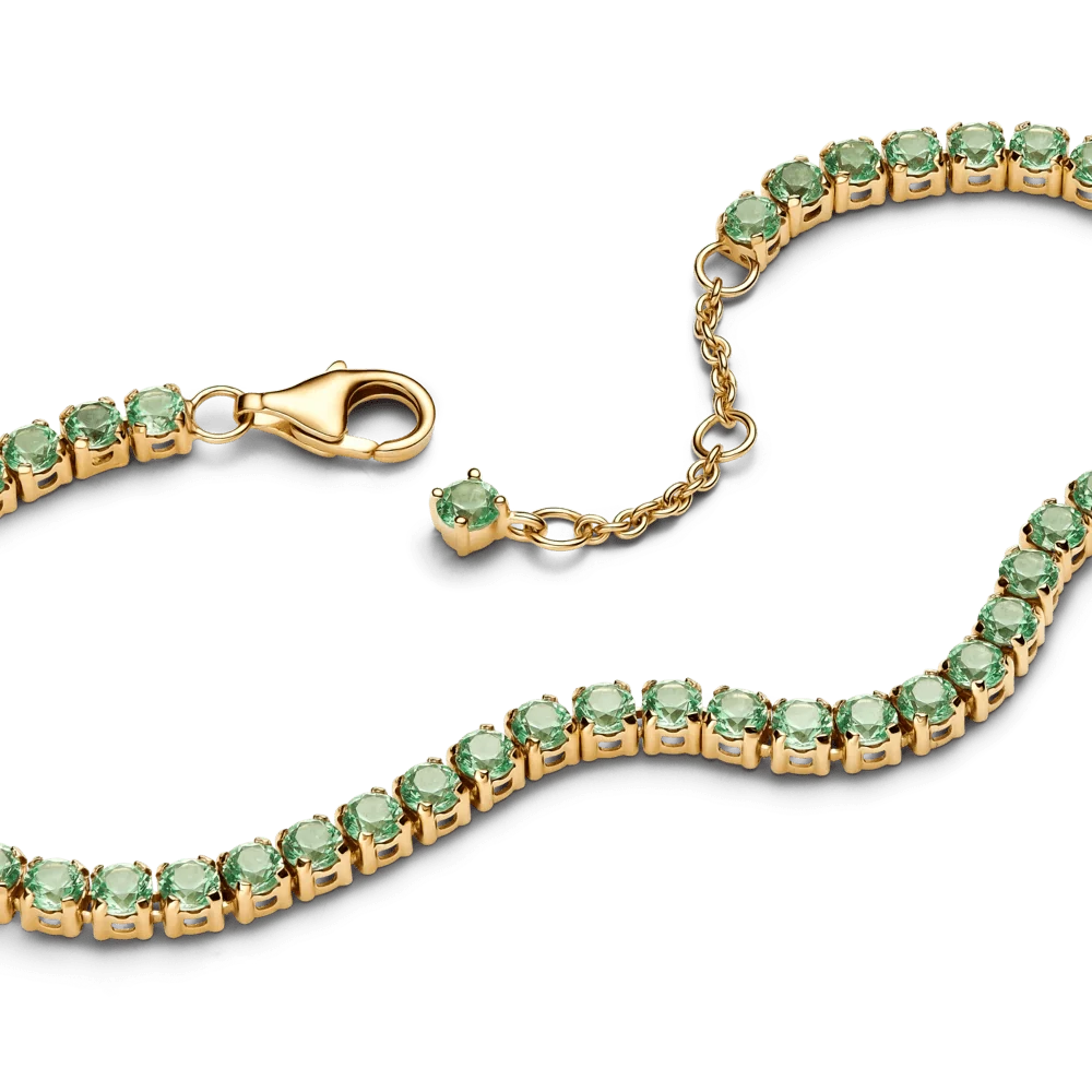 Pandora Timeless Sparkling Tennis Bracelet - Gold Plated Green