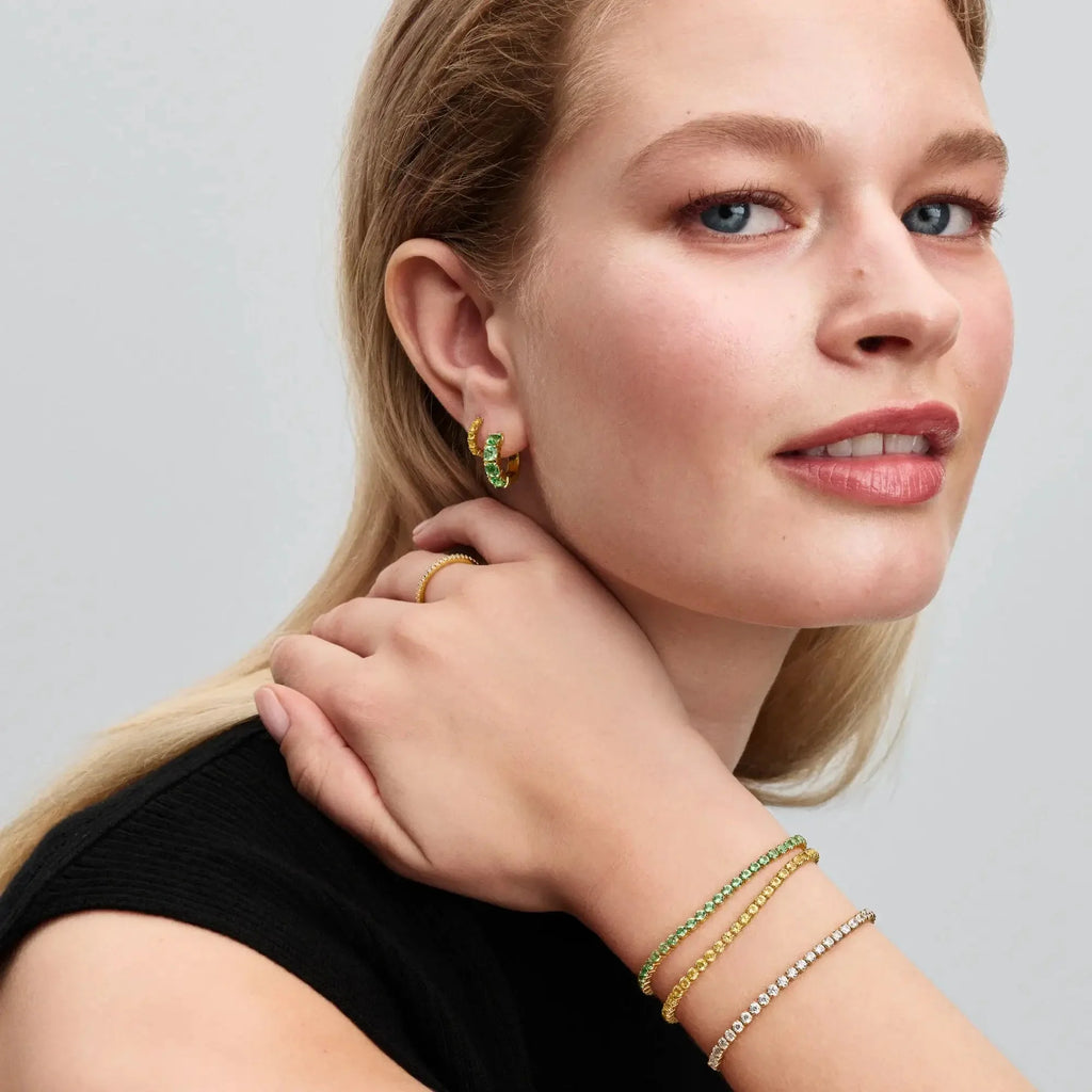 Pandora Timeless Sparkling Tennis Bracelet - Gold Plated Green