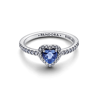 Pandora Sparkling Elevated Heart Ring Halo Blue 925 Silver