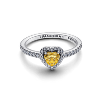 Pandora Timeless Sparkling Elevated Heart Ring Yellow 925 Silver