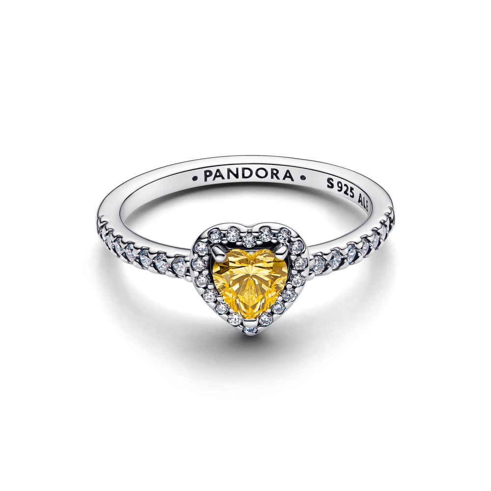 Pandora Timeless Sparkling Elevated Heart Ring Yellow 925 Silver