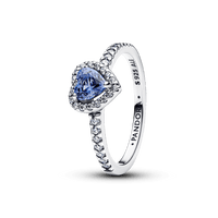 Pandora Sparkling Elevated Heart Ring Halo Blue 925 Silver