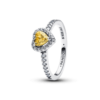 Pandora Timeless Sparkling Elevated Heart Ring Yellow 925 Silver