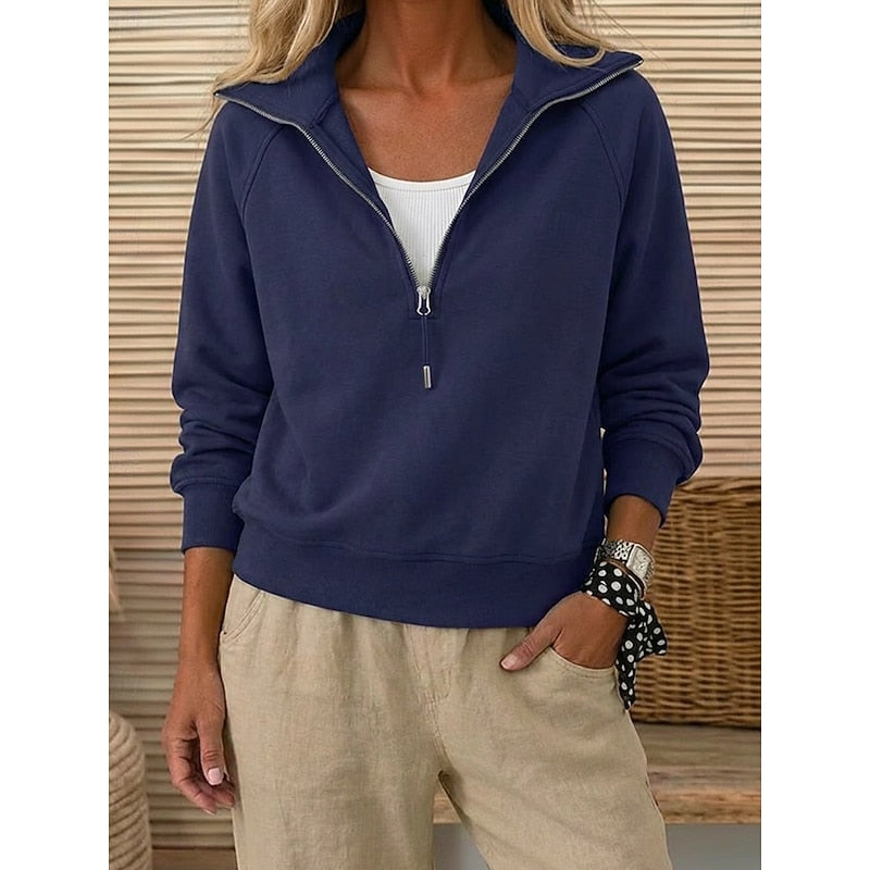Lapel Collar Half-Zip Sweatshirt