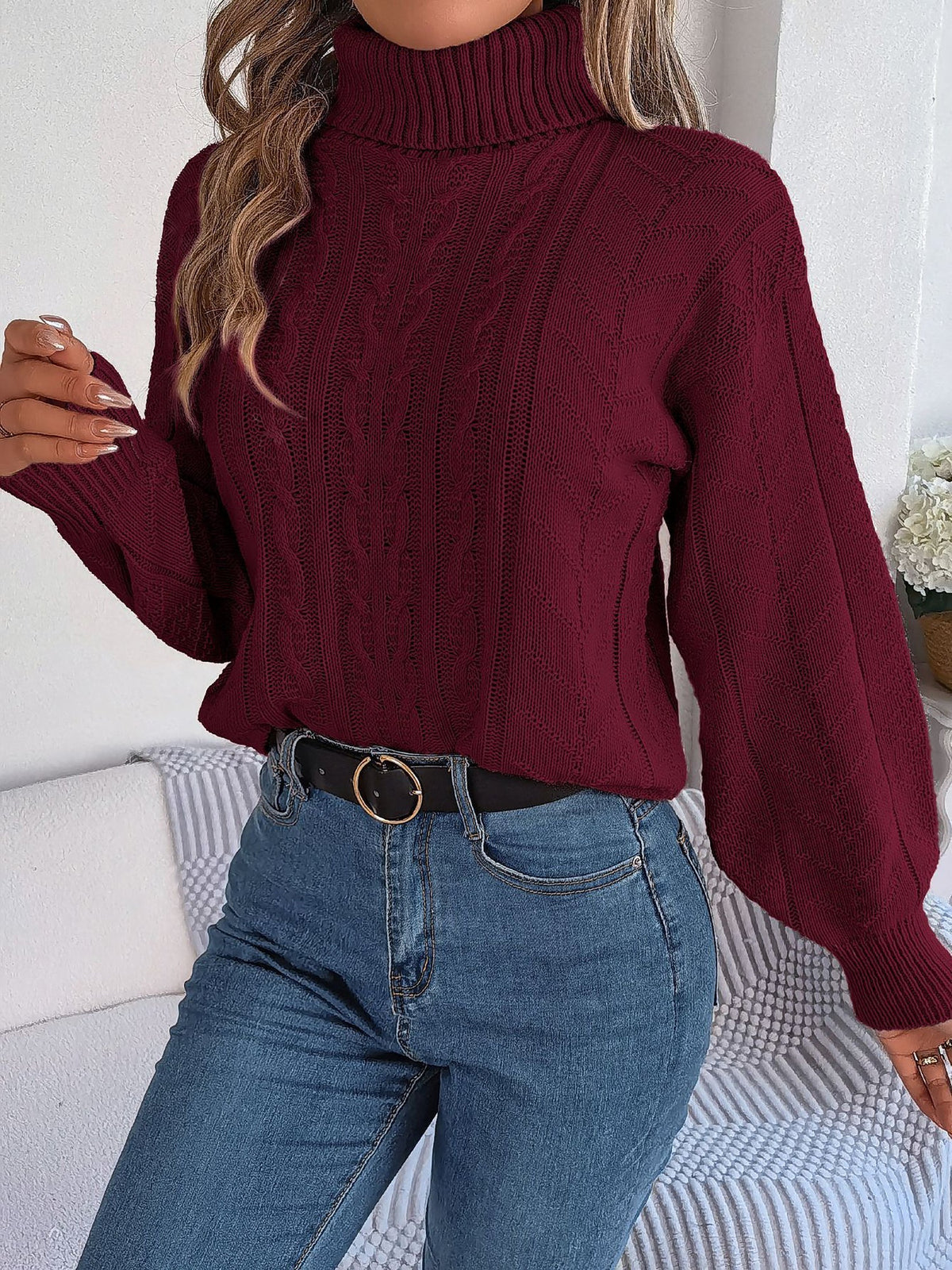 Chunky Cable Roll Neck