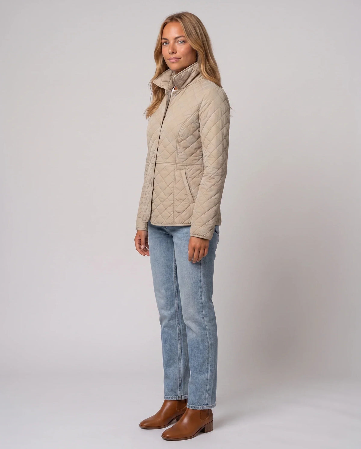 Quilted Jacket with Shirt Collar