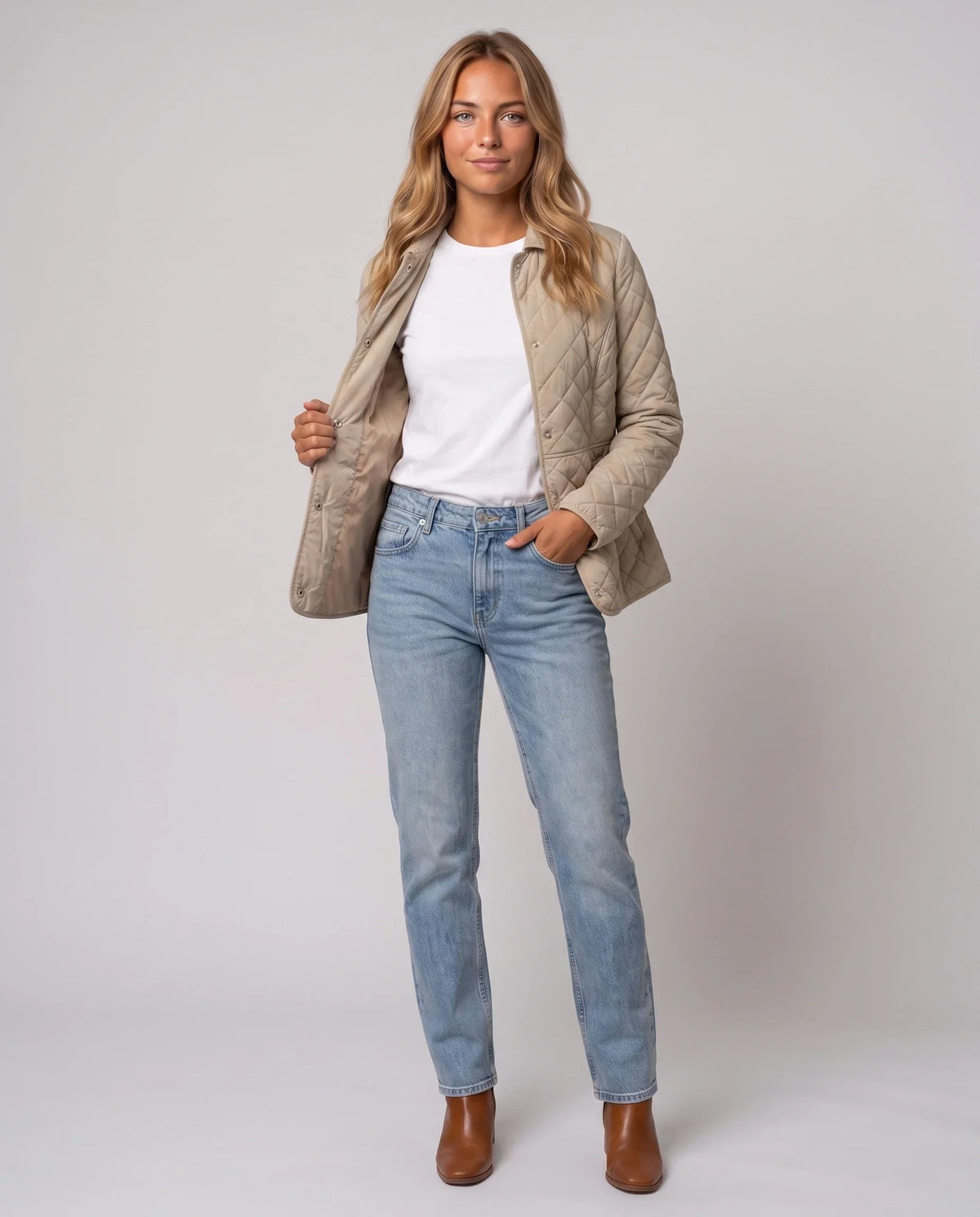 Quilted Jacket with Shirt Collar