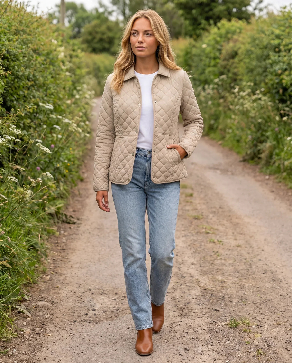 Quilted Jacket with Shirt Collar