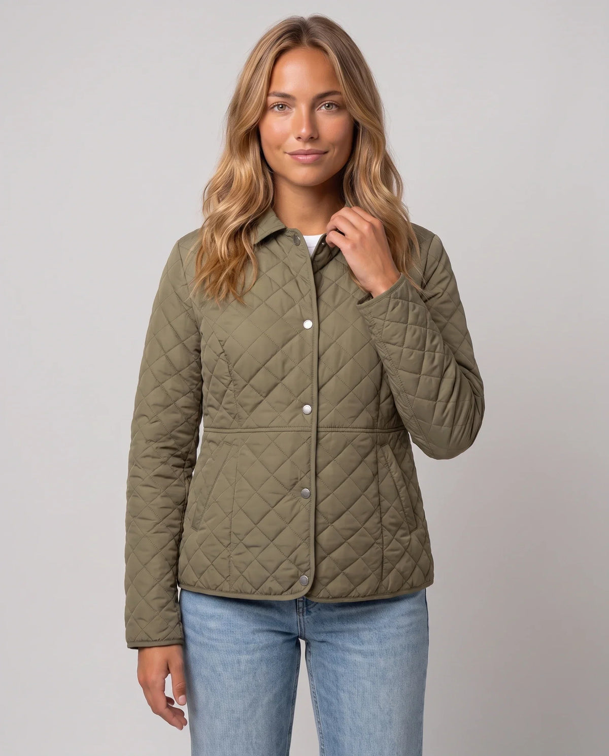 Quilted Jacket with Shirt Collar