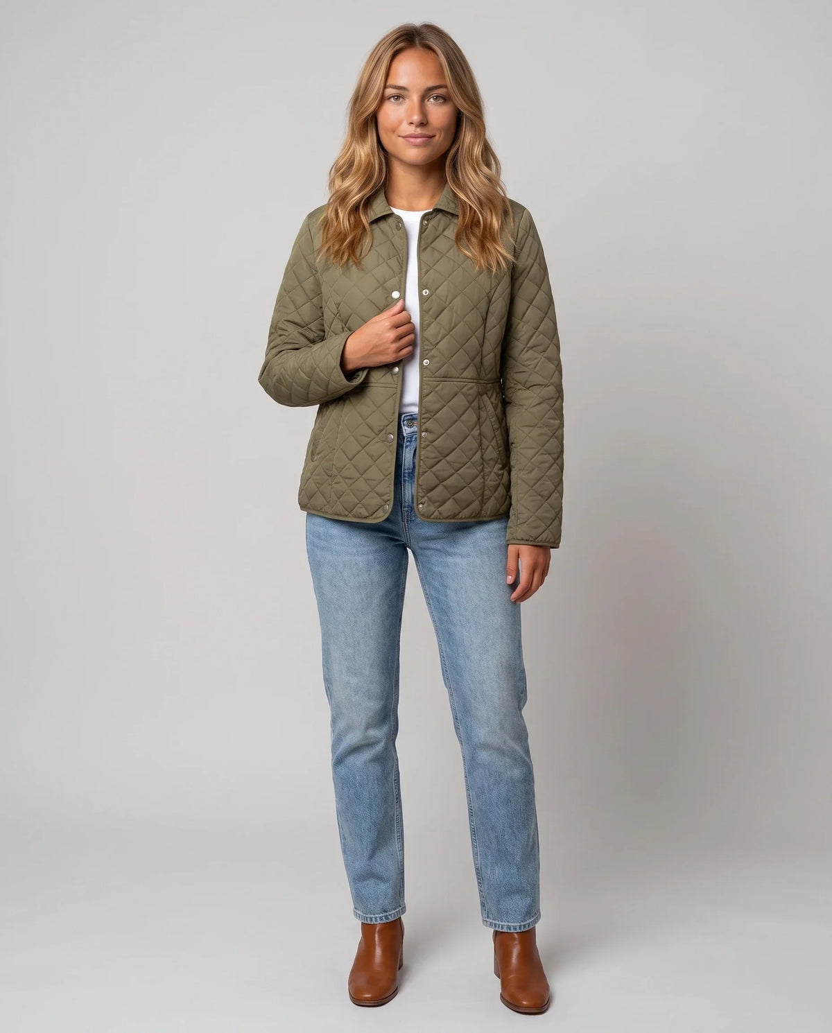 Quilted Jacket with Shirt Collar