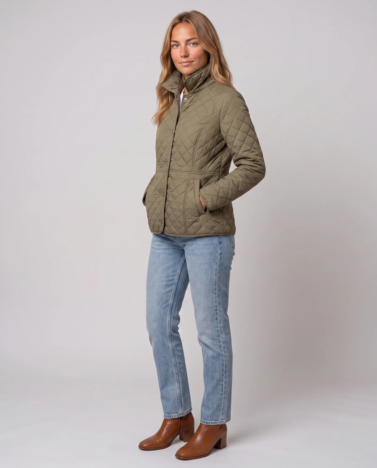 Quilted Jacket with Shirt Collar