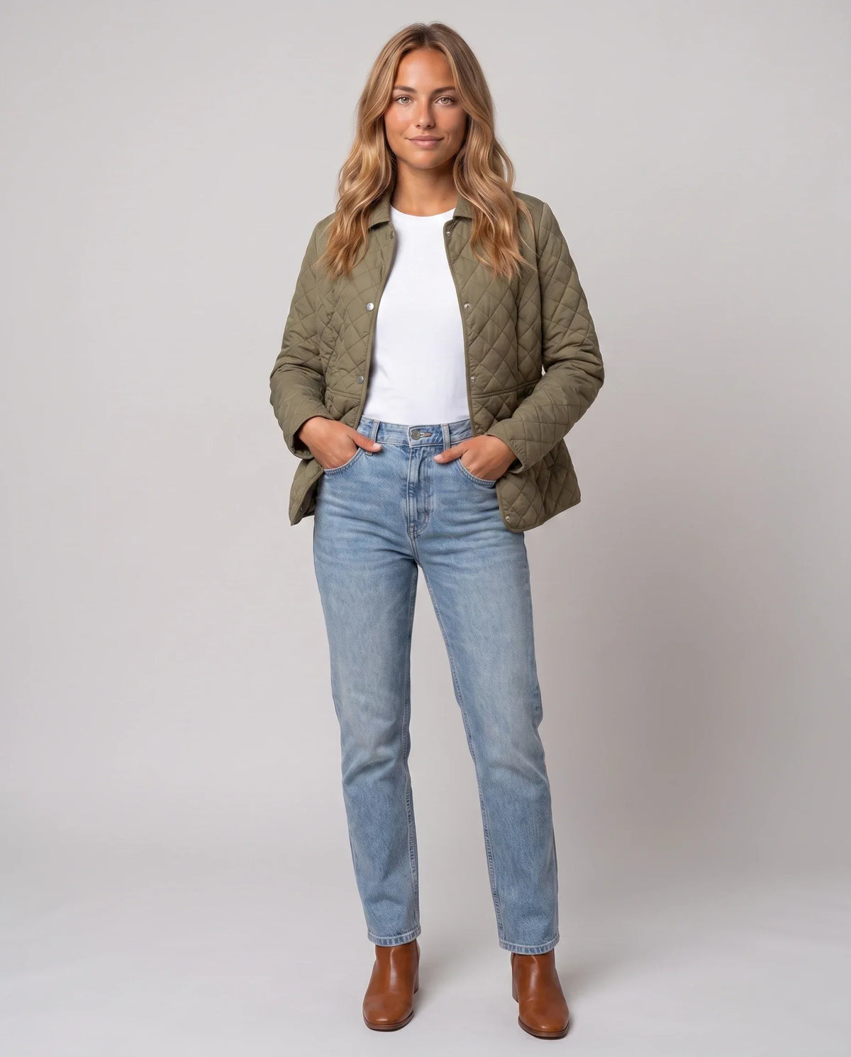 Quilted Jacket with Shirt Collar
