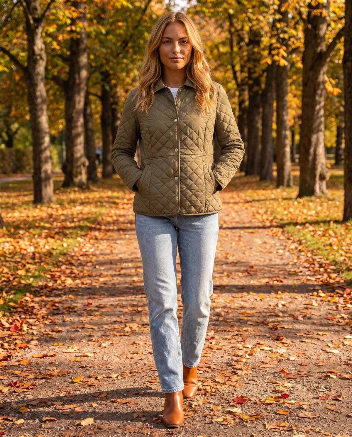 Quilted Jacket with Shirt Collar