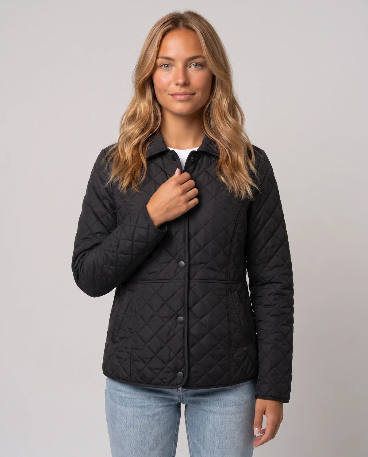 Quilted Jacket with Shirt Collar