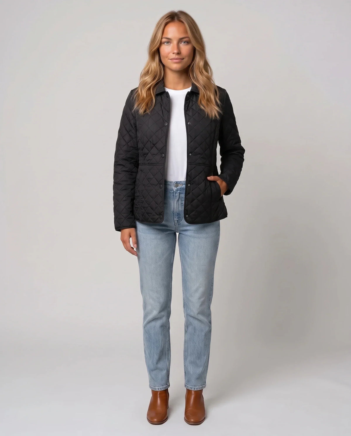 Quilted Jacket with Shirt Collar
