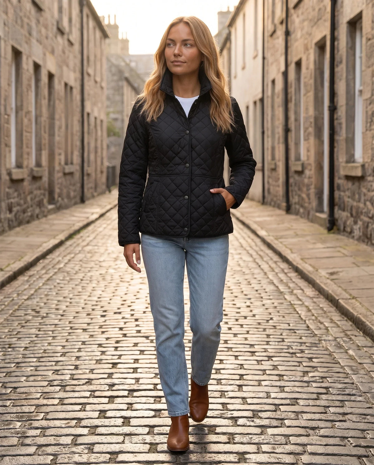Quilted Jacket with Shirt Collar
