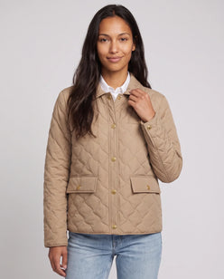 Quilted Jacket with Shirt Collar and Gold Poppers