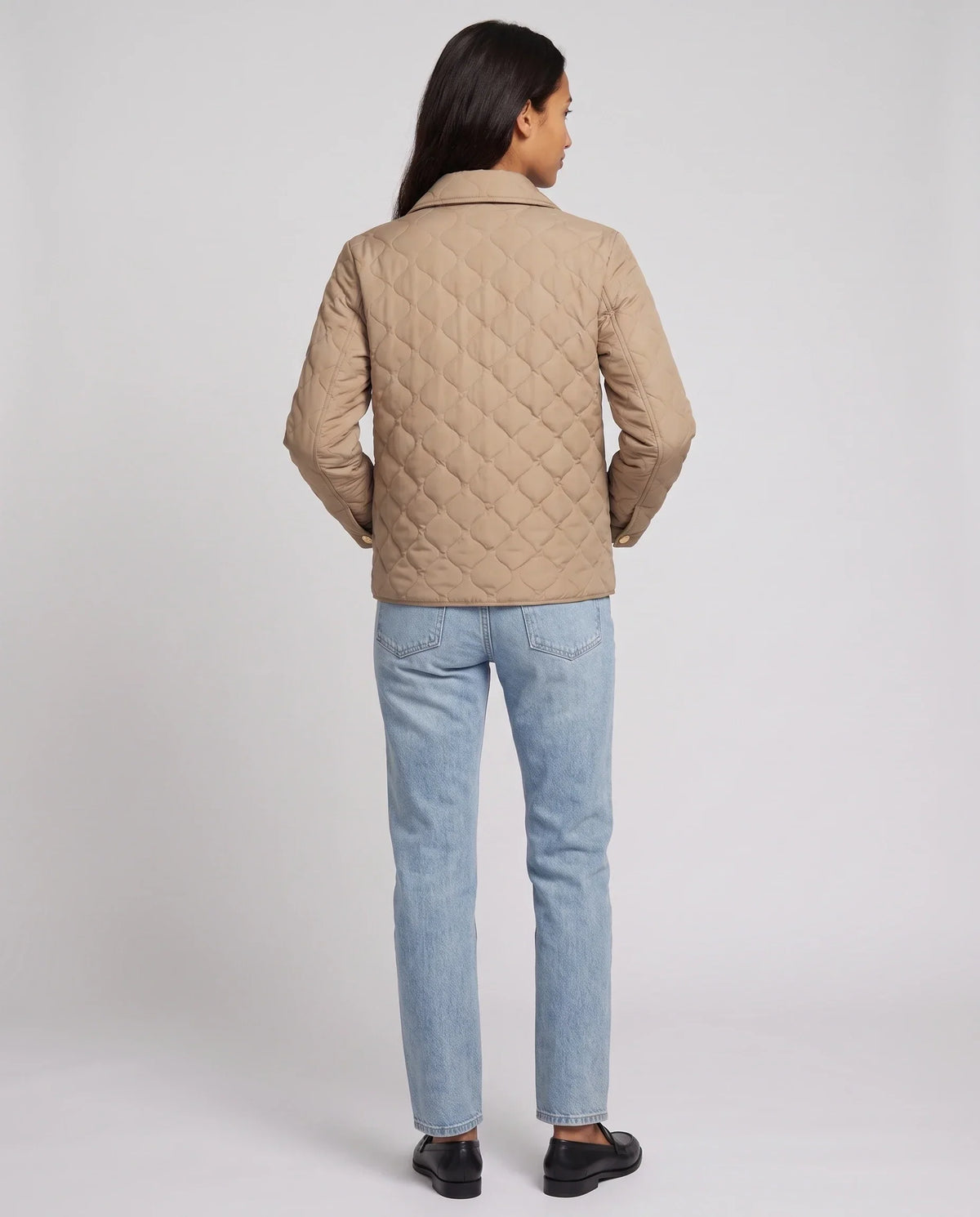 Quilted Jacket with Shirt Collar and Gold Poppers