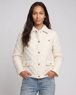 Quilted Jacket with Shirt Collar and Gold Poppers