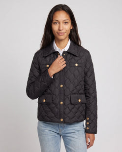Quilted Jacket with Shirt Collar and Gold Poppers