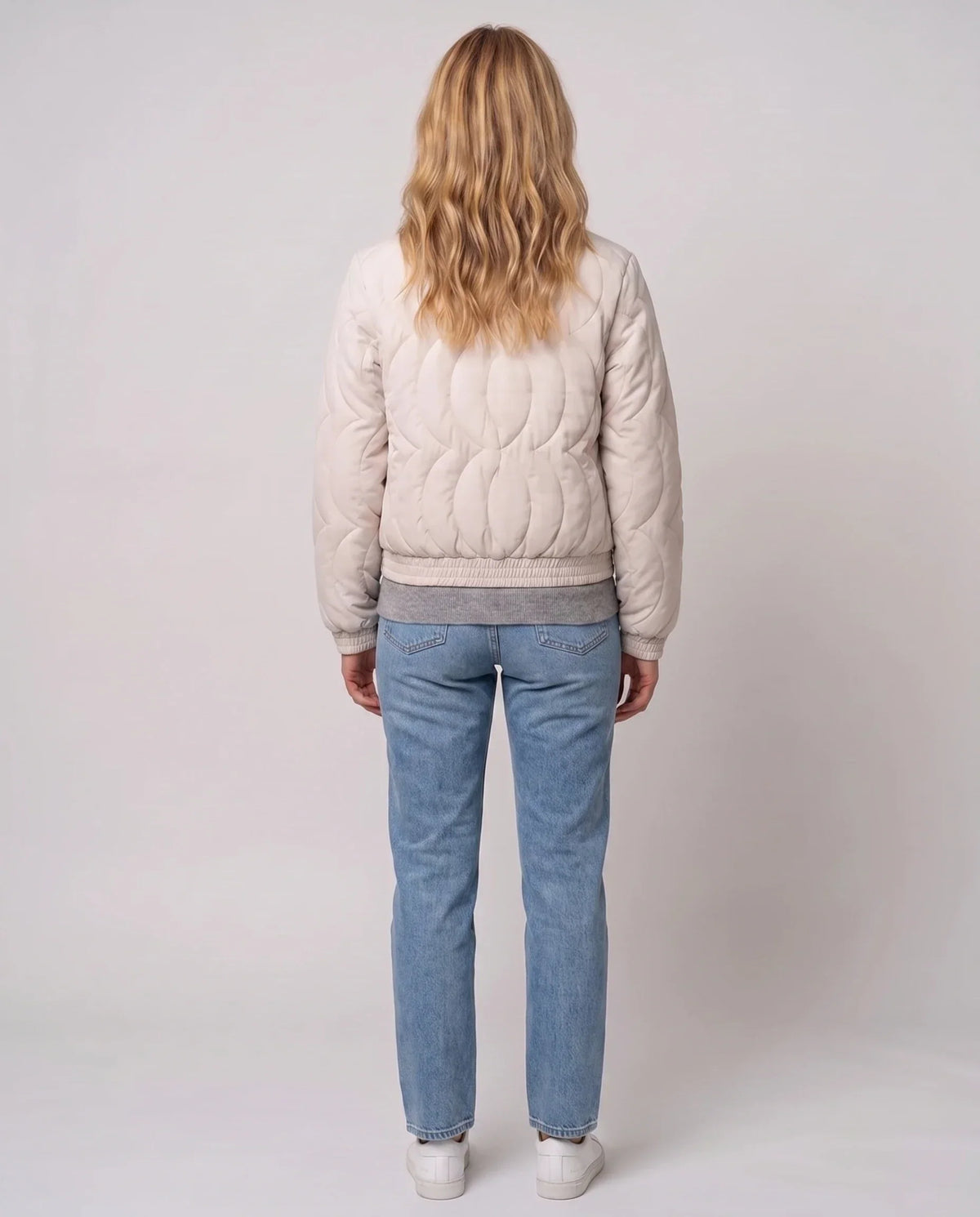 Quilted Jacket with Funnel Collar and Poppers